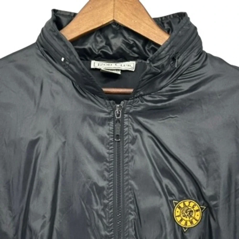 VTG IZOD CLUB Match Frame Black Lightweight Zip Up Hooded Windbreaker Jacket 2XL